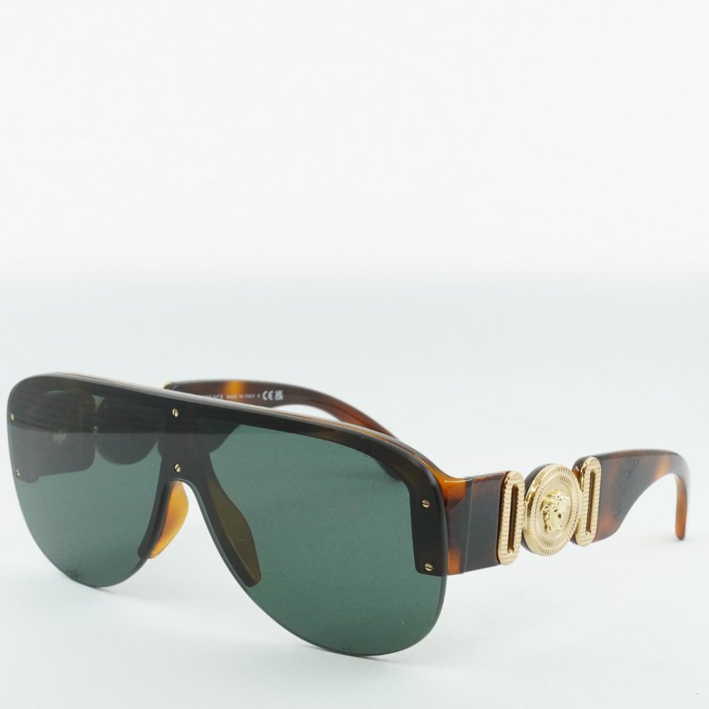 💯 NEW VERSACE VE4391 531771 HAVANA DARK GREEN MASK SUNGLASSES - Picture 2 of 12
